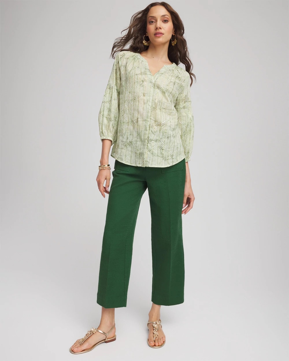 Chico's | Cropped Straight-Leg Pants/ Palm Leaf