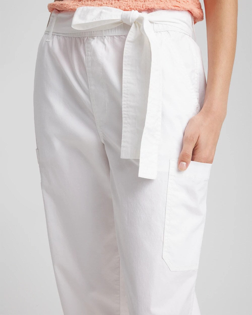 Chico's | Poplin Pull-On Tapered-Leg Cropped Pants/ Alabaster