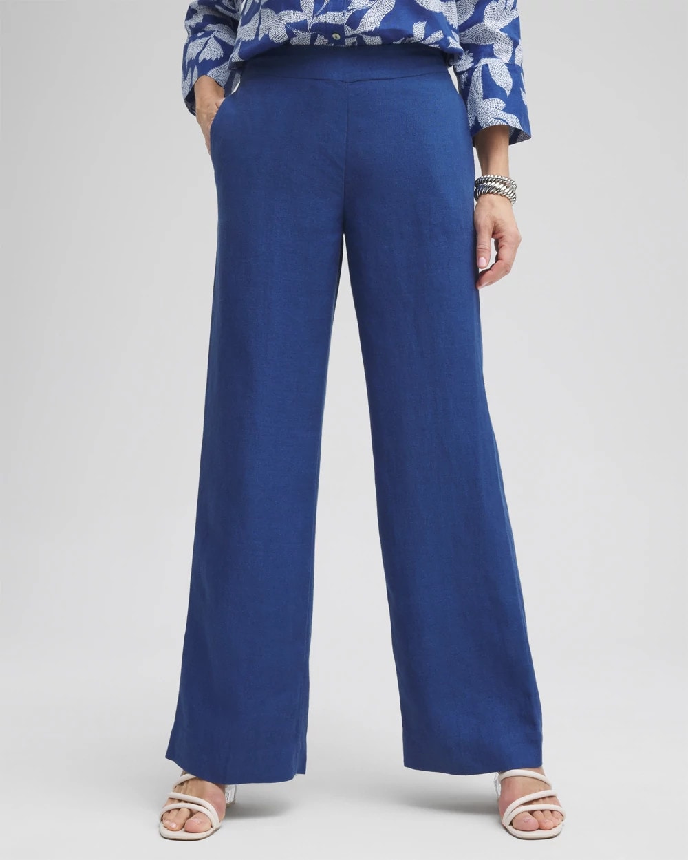 Chico's | Linen Trouser Flare Pants/ Naval Indigo