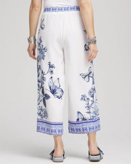 Chico's | Butterfly Pull-On Linen Cropped Pants/ Alabaster