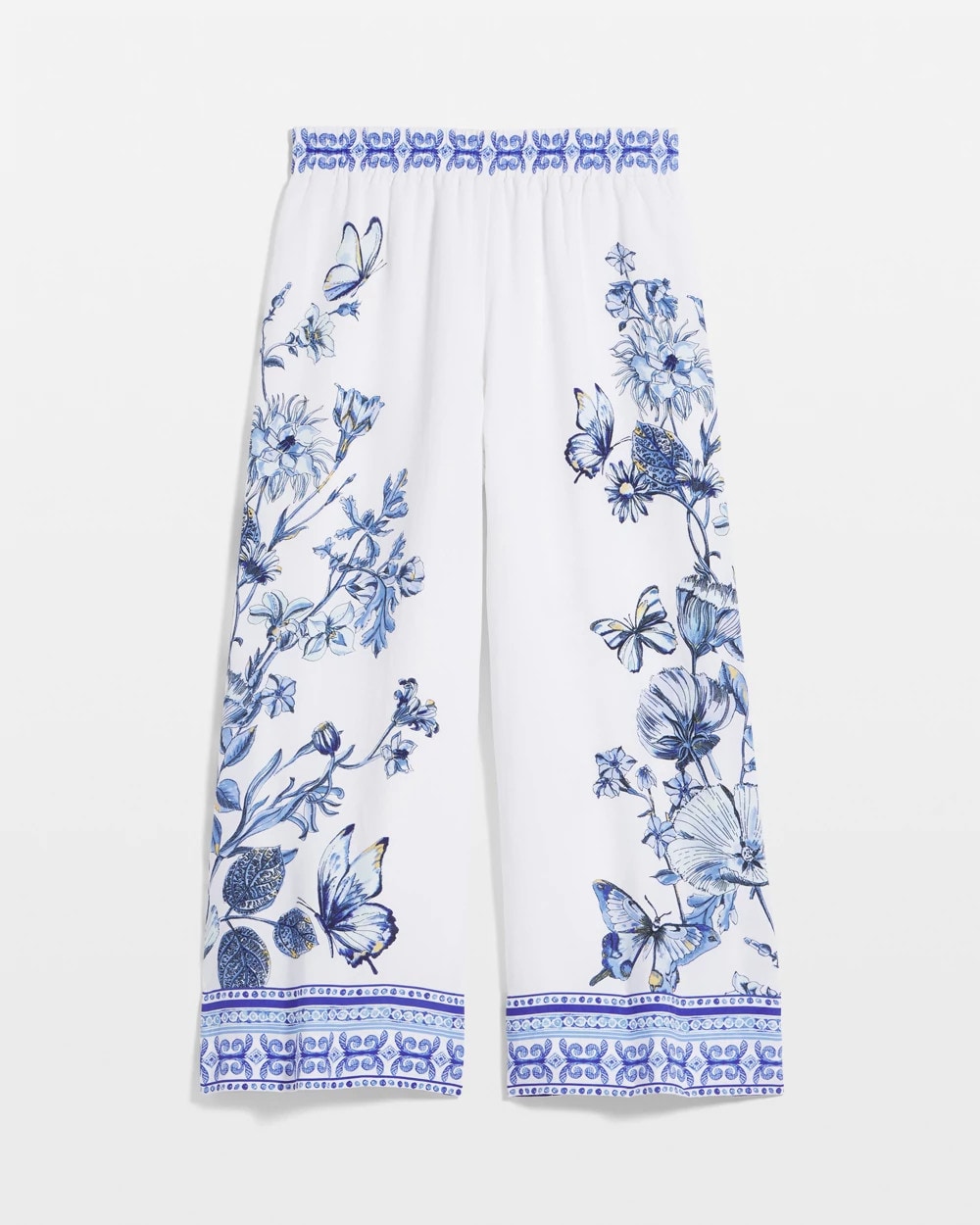Chico's | Butterfly Pull-On Linen Cropped Pants/ Alabaster