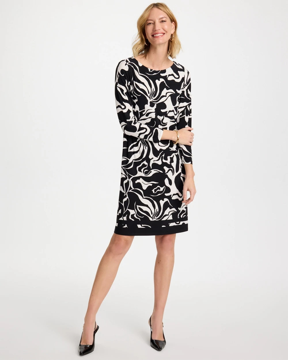 Chico's | Jersey Knit Boatneck Shift Dress/ Black