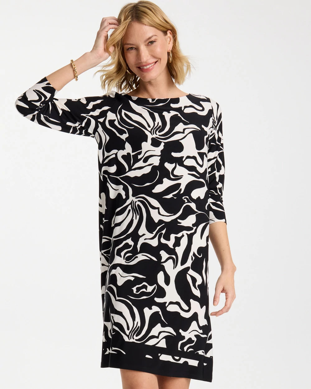 Chico's | Jersey Knit Boatneck Shift Dress/ Black