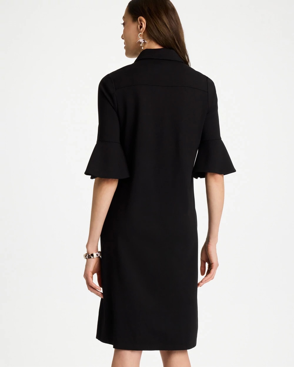 Chico's | Knit Flounce Sleeve Dress/ Black