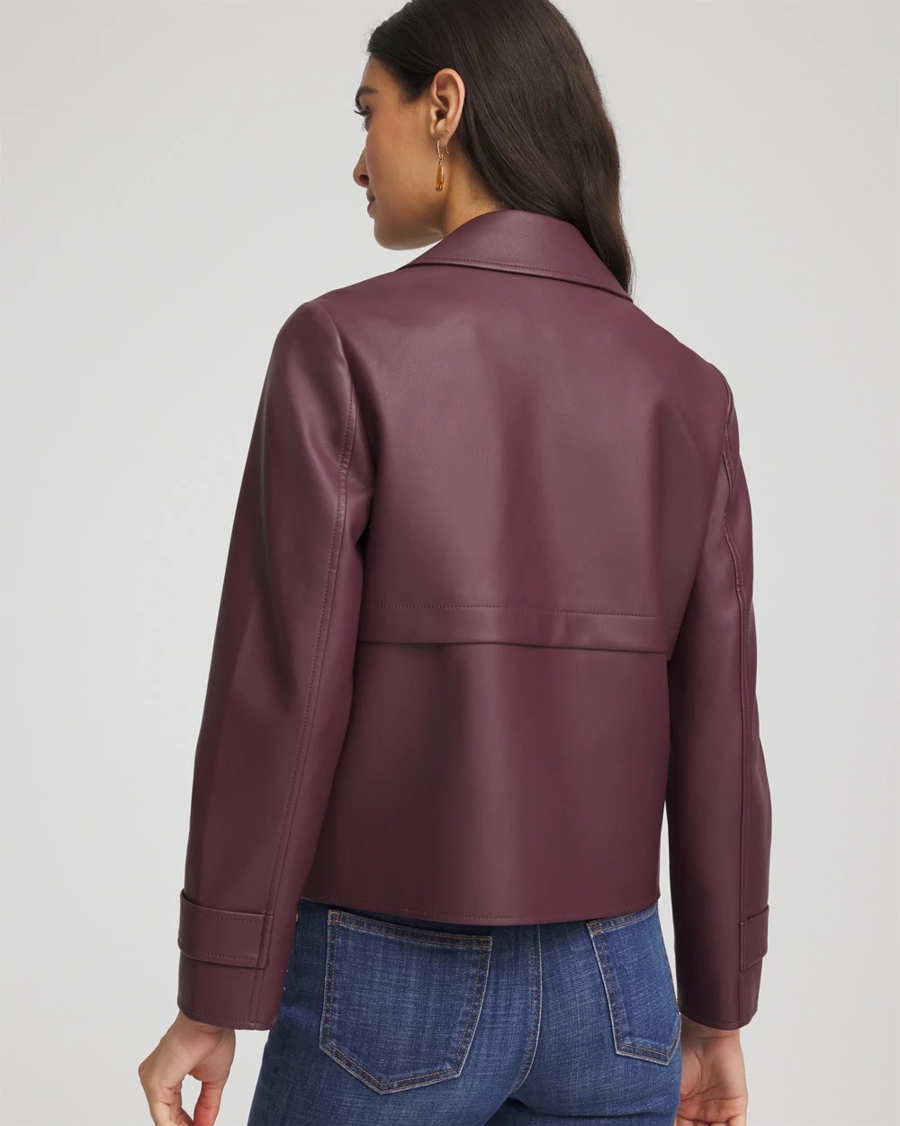 Chico's | Faux Leather Trench Coat/ Blackened Burgundy