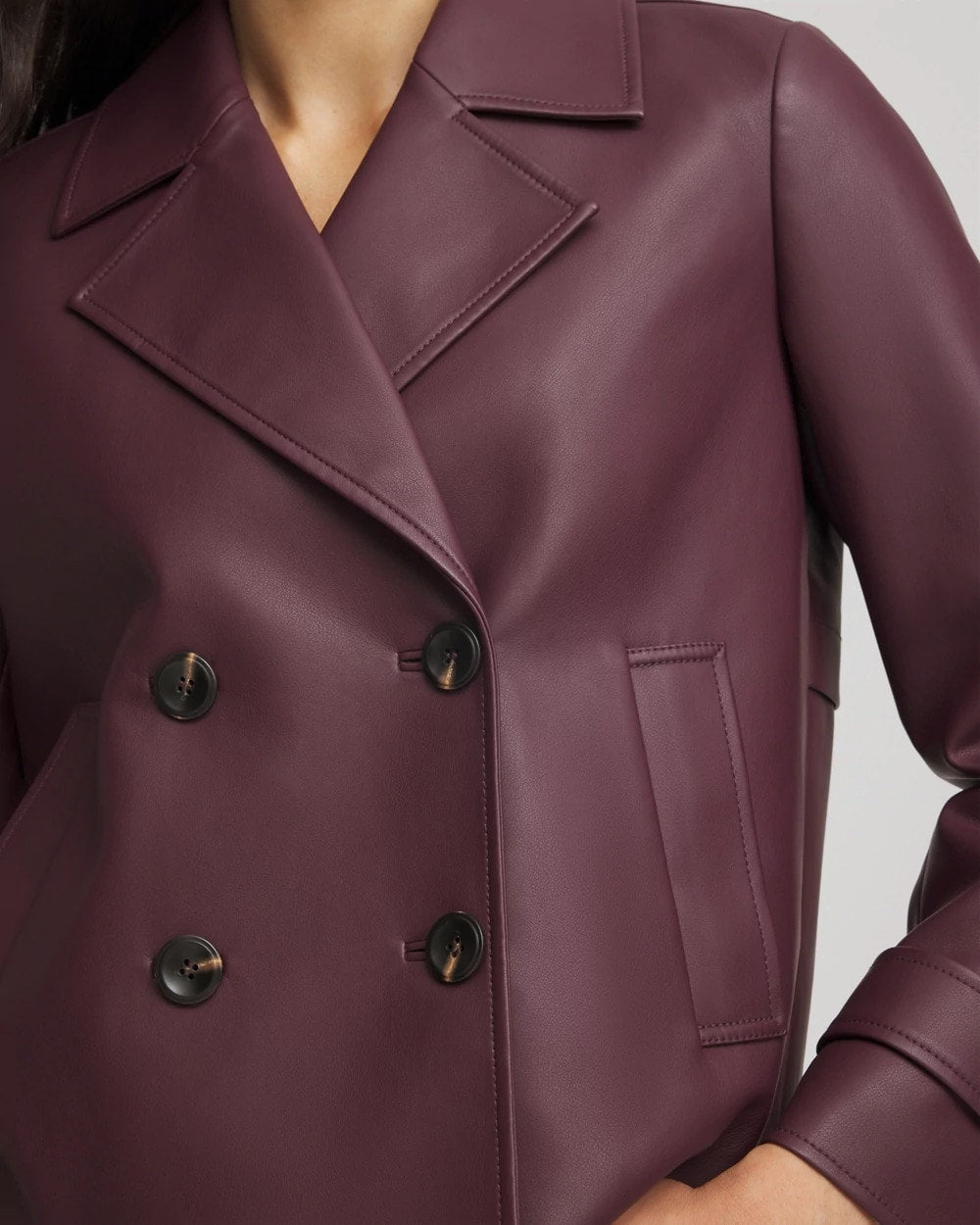 Chico's | Faux Leather Trench Coat/ Blackened Burgundy