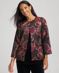 Chico's | Travelers™ Collection Jacquard Foiled Floral Jacket/ Red