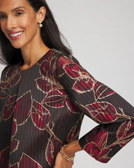 Chico's | Travelers™ Collection Jacquard Foiled Floral Jacket/ Red