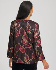 Chico's | Travelers™ Collection Jacquard Foiled Floral Jacket/ Red