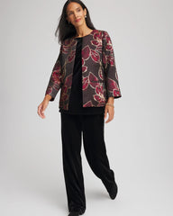 Chico's | Travelers™ Collection Jacquard Foiled Floral Jacket/ Red