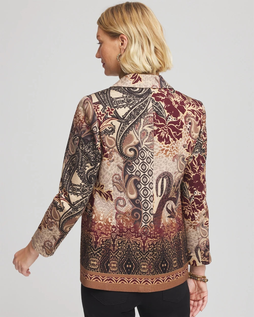Chico's | Artisanal Print Ponte Blazer/ Graphite Gray