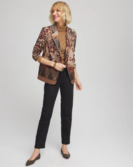 Chico's | Artisanal Print Ponte Blazer/ Graphite Gray