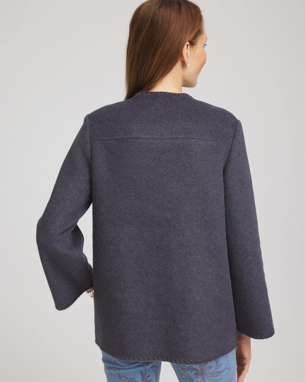 Chico's | Wool Scarf Jacket/ Dark Denim Heather