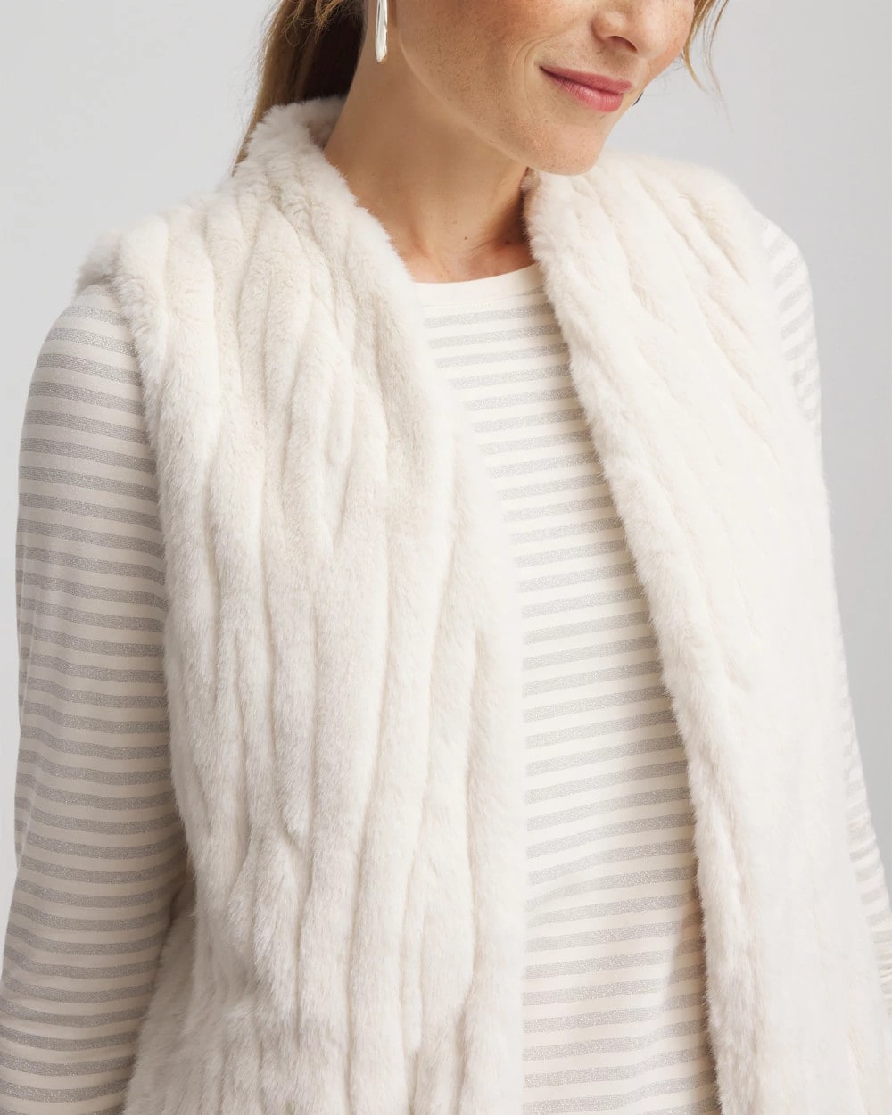 Chico's | Elongated Faux Fur Vest/ English Cream