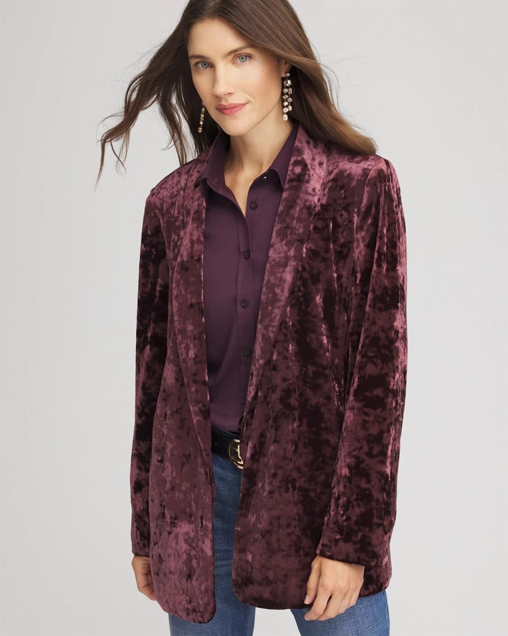 Chico's | Crushed Velvet Blazer/ Night Bloom