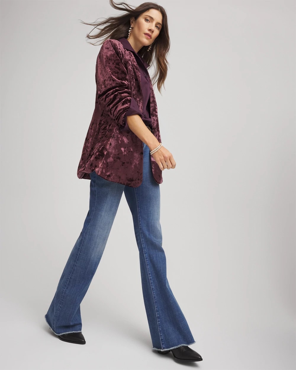 Chico's | Crushed Velvet Blazer/ Night Bloom
