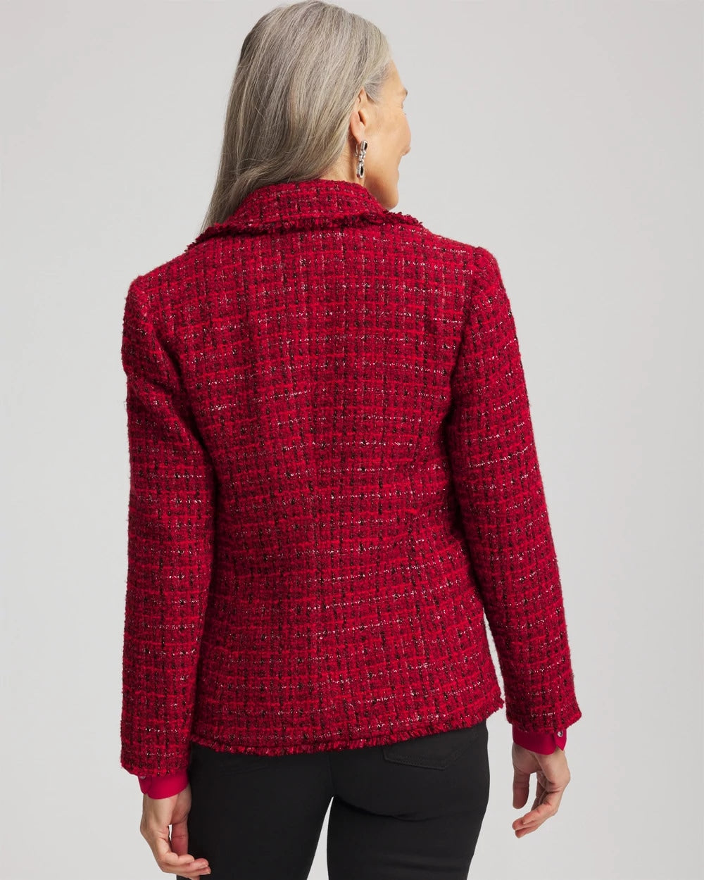 Chico's | Red Tweed Sequins Blazer/ Red