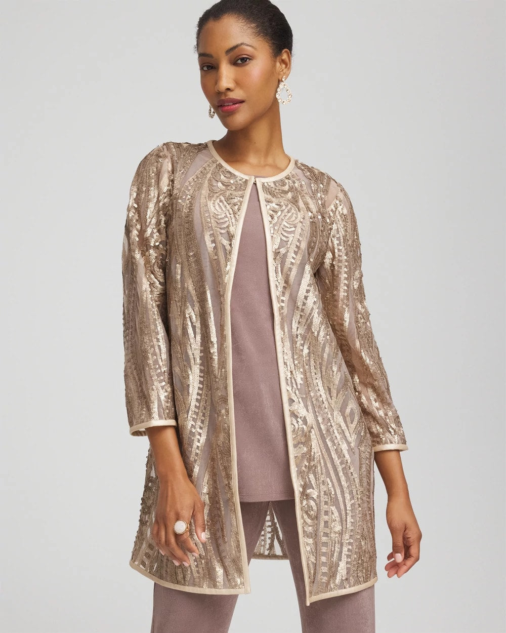 Chico's | Travelers™ Collection Champagne Sequins Jacket/ Champagne