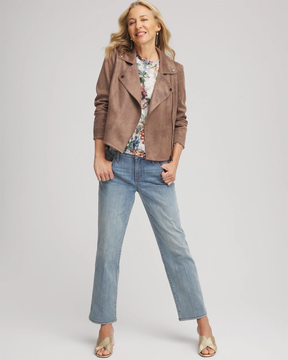 Chico's | Suede Moto Jacket/ Dried Mushroom