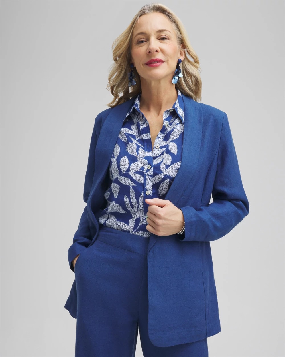 Chico's | Linen Blazer/ Naval Indigo