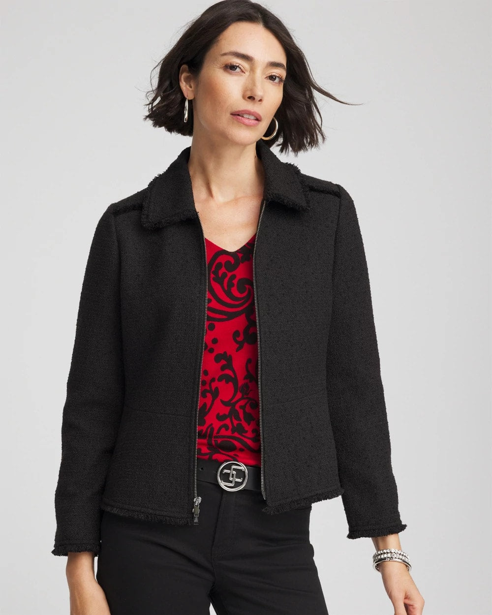 Chico's | Bouclé Peplum Jacket/ Black