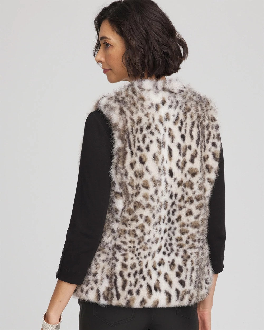 Chico's | Snow Leopard Faux Fur Vest/ Cream