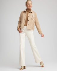 Chico's | Embroidered Wool Chore Jacket/ Light Taupe Heather