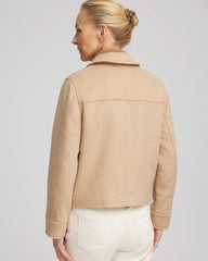Chico's | Embroidered Wool Chore Jacket/ Light Taupe Heather