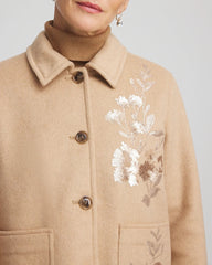 Chico's | Embroidered Wool Chore Jacket/ Light Taupe Heather