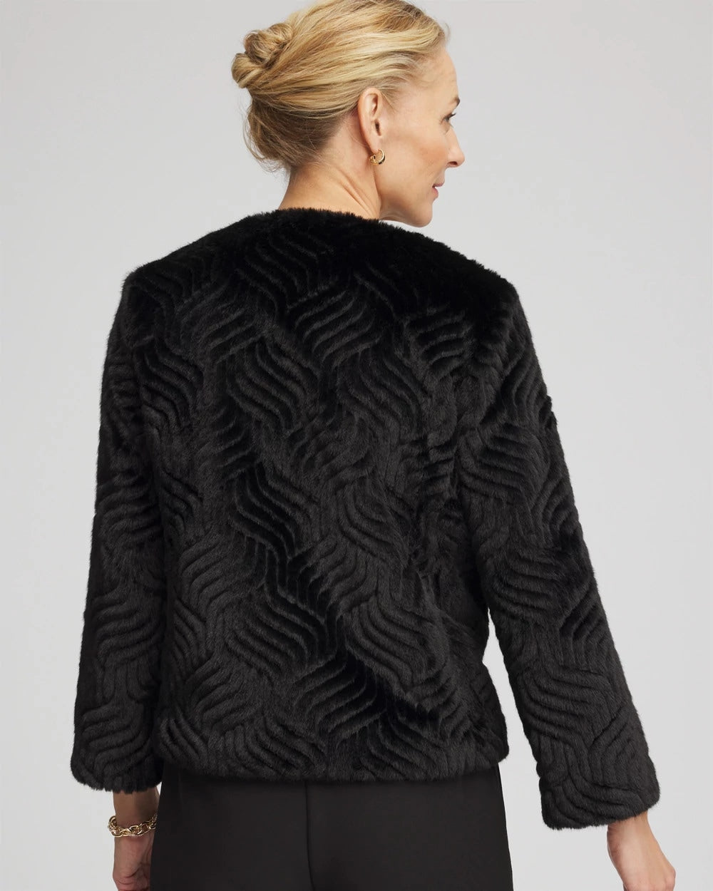 Chico's | Pattern Fur Jacket/ Black