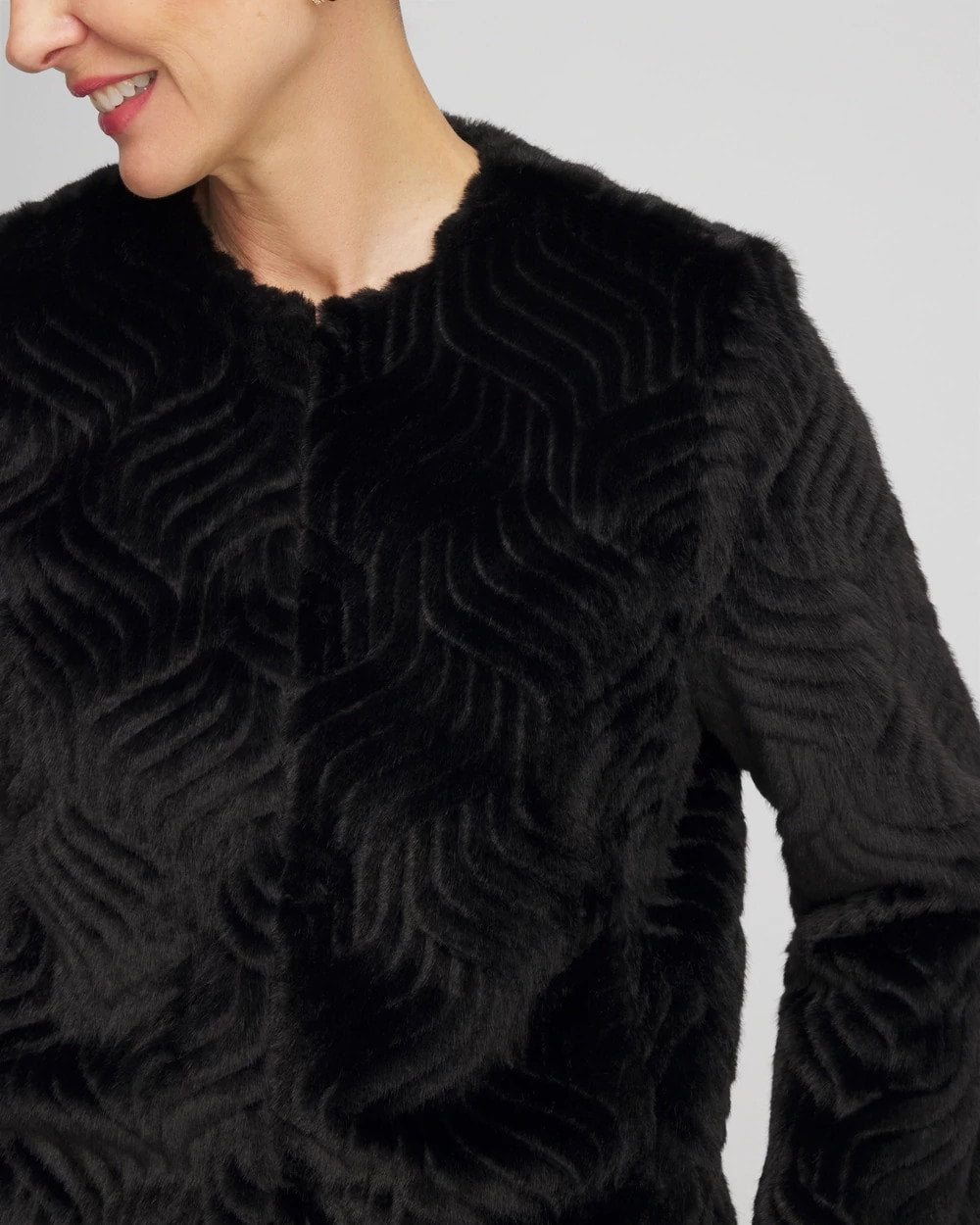 Chico's | Pattern Fur Jacket/ Black