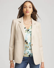 Chico's | Faux Leather Blazer/ Ivory Wheat