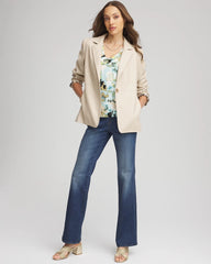 Chico's | Faux Leather Blazer/ Ivory Wheat