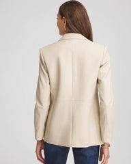 Chico's | Faux Leather Blazer/ Ivory Wheat