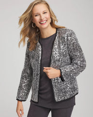 Chico's | Travelers™ Collection Refined Sequins Netted Jacket/ Serene Gray