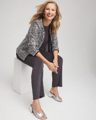 Chico's | Travelers™ Collection Refined Sequins Netted Jacket/ Serene Gray