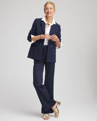 Chico's | Textured Single-Breasted Knit Blazer/ Passport Blue