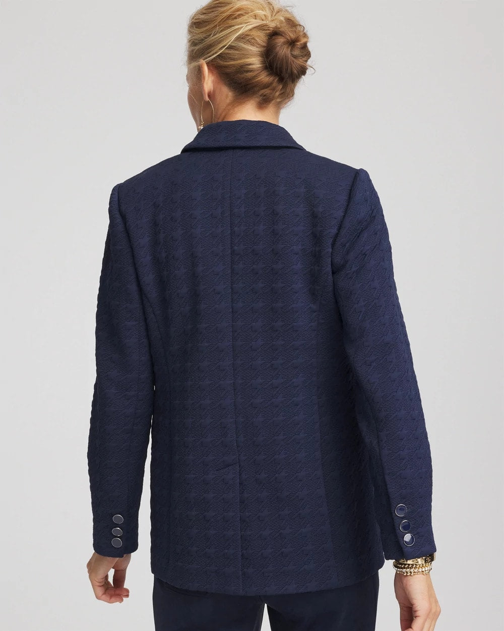Chico's | Textured Single-Breasted Knit Blazer/ Passport Blue