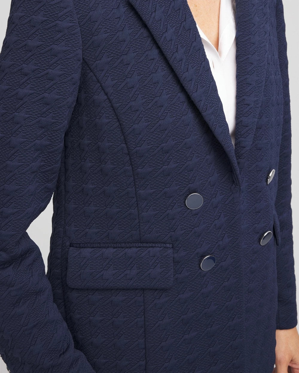Chico's | Textured Single-Breasted Knit Blazer/ Passport Blue