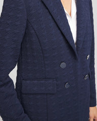 Chico's | Textured Single-Breasted Knit Blazer/ Passport Blue