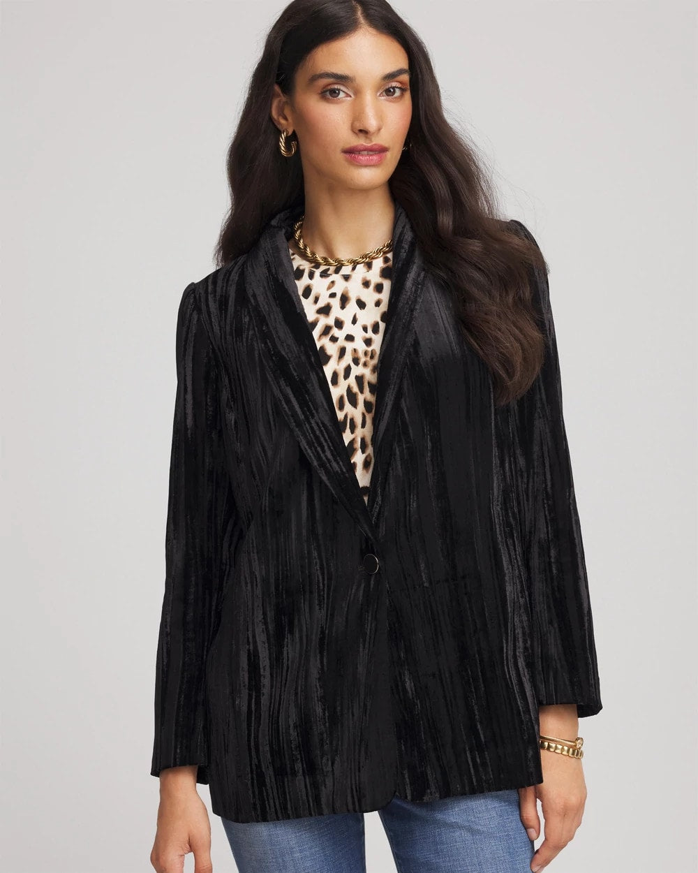 Chico's | Velvet Shawl Collar Blazer/ Black