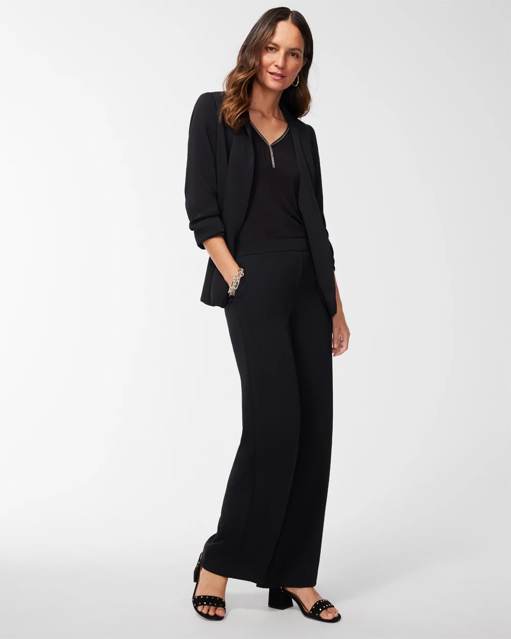 Chico's | Ruched Sleeve Blazer/ Black