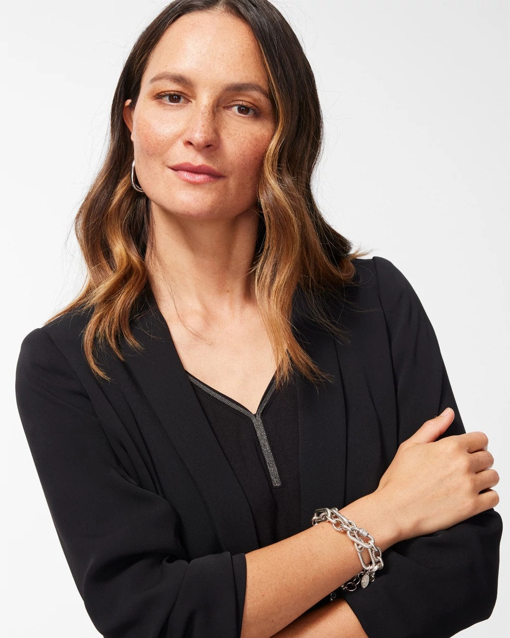 Chico's | Ruched Sleeve Blazer/ Black