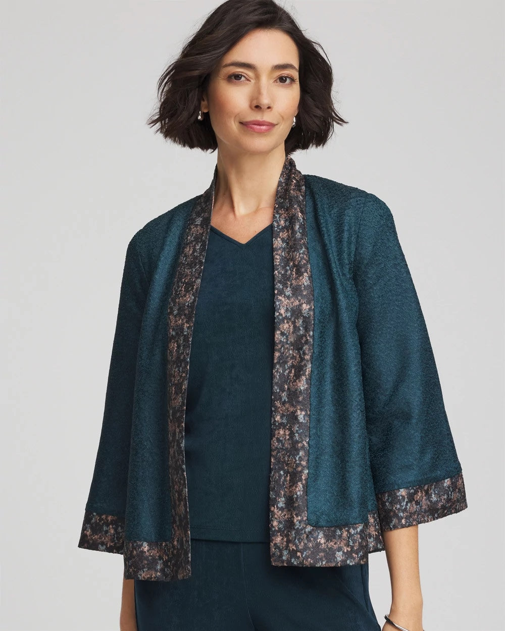 Chico's | Travelers™ Collection Crystal Crushed Reversible Jacket/ Teal Shadow