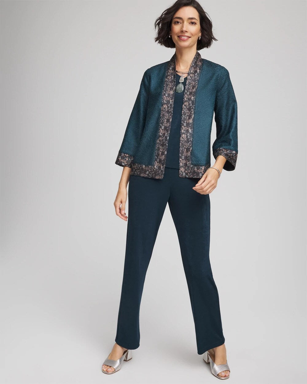 Chico's | Travelers™ Collection Crystal Crushed Reversible Jacket/ Teal Shadow