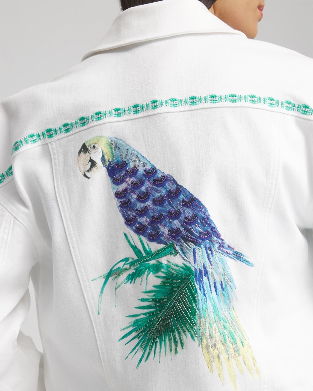 Chico's | Embroidered Relaxed Denim Jacket/ Alabaster