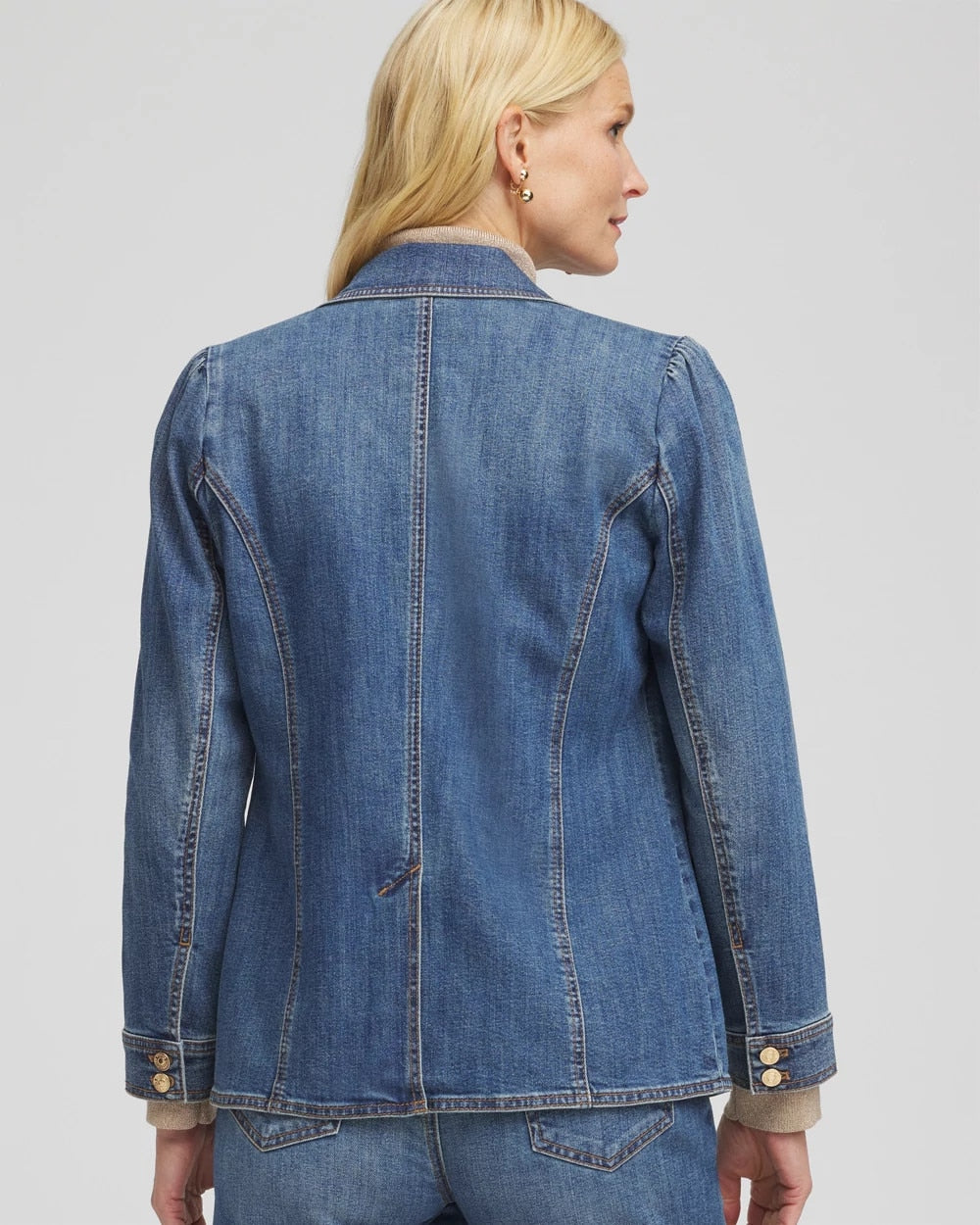 Chico's | Pearl Brooch Denim Blazer/ Kiruna Indigo