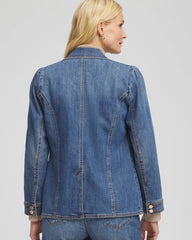 Chico's | Pearl Brooch Denim Blazer/ Kiruna Indigo