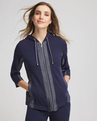 Chico's | Zenergy® French Terry & Chambray Jacket/ Passport Blue