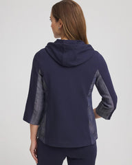 Chico's | Zenergy® French Terry & Chambray Jacket/ Passport Blue